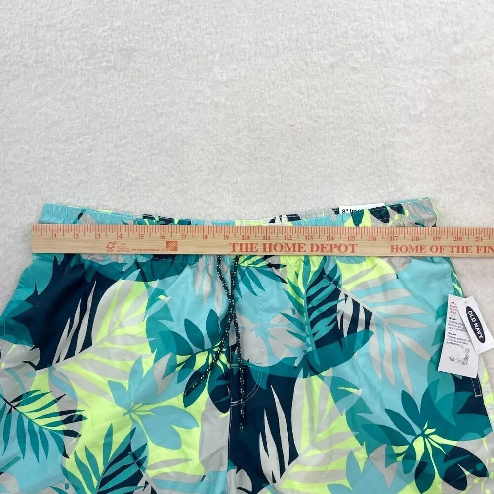 NWT Old Navy Blue Green Leaf Print 8